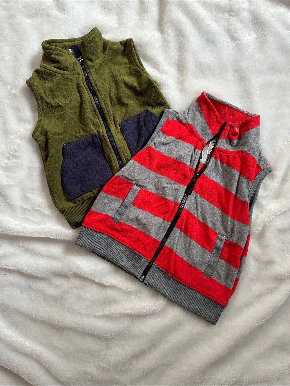 Two Carters 18m baby fleece vests